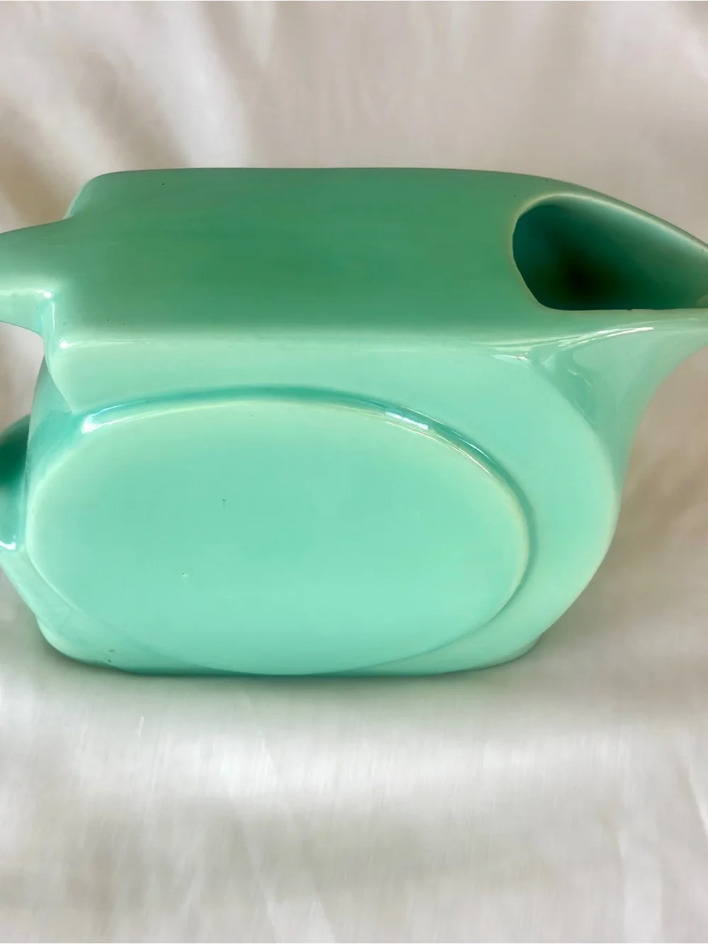 Vintage Pottery Art Deco Ceramic Water Pitcher - 1950s Mint Seafoam